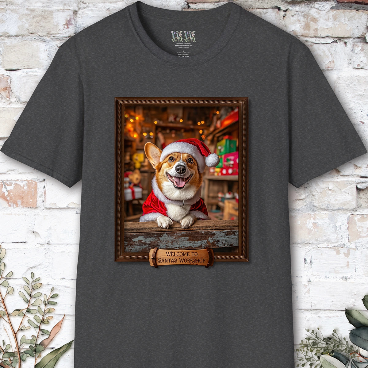 Corgi Santa's Workshop Unisex T shirt