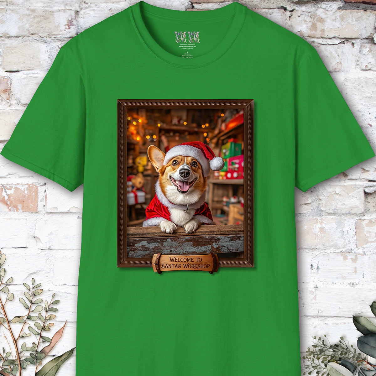 Corgi Santa's Workshop Unisex T shirt