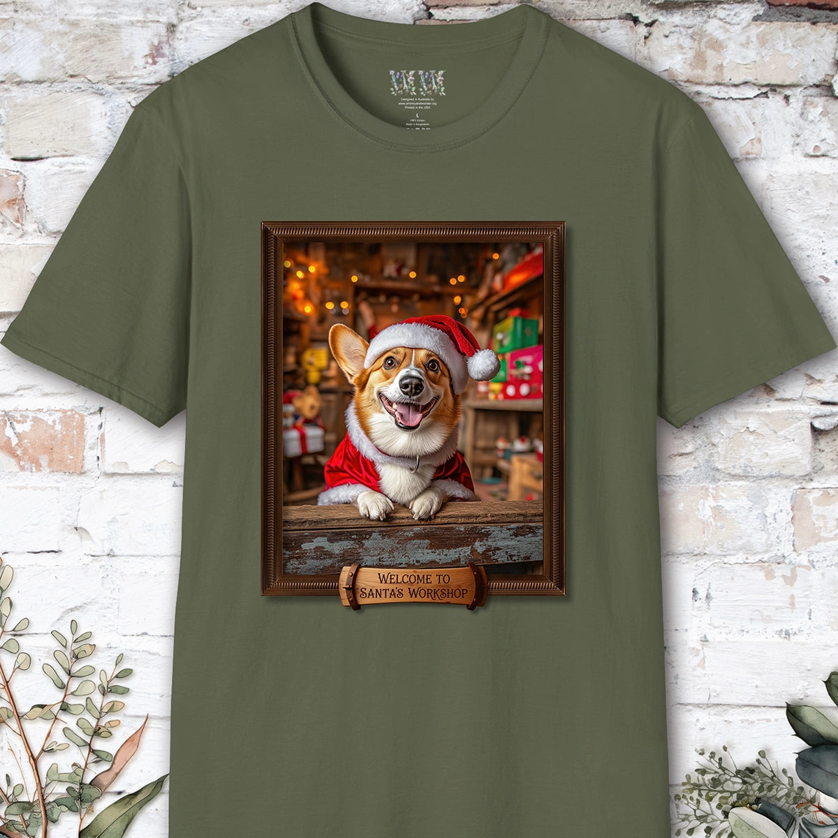 Corgi Santa's Workshop Unisex T shirt