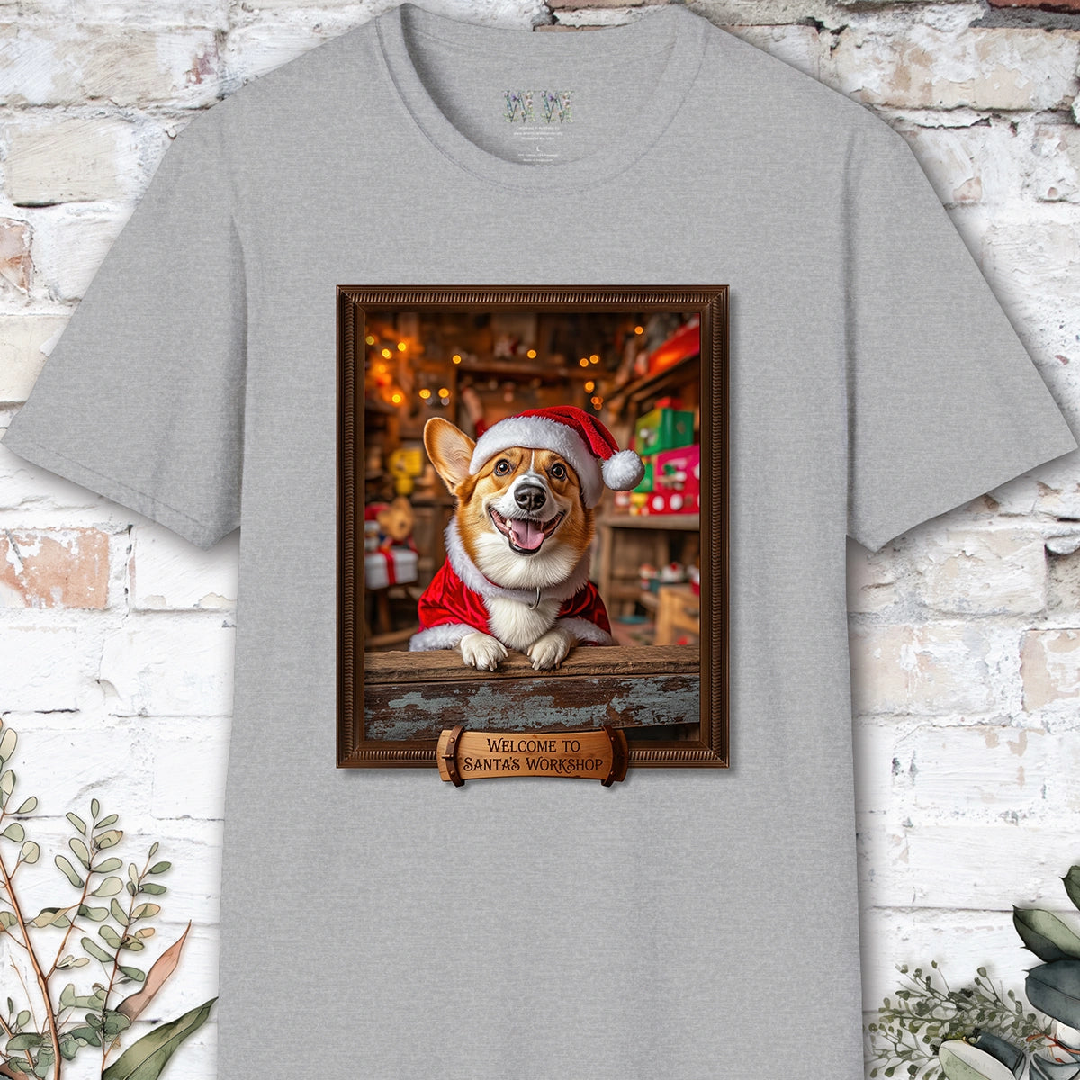 Corgi Santa's Workshop Unisex T shirt
