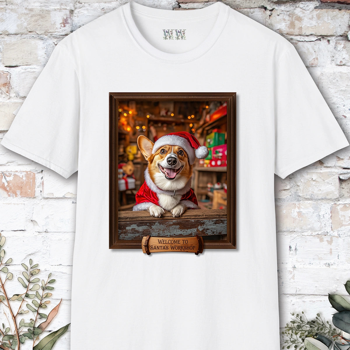 Corgi Santa's Workshop Unisex T shirt