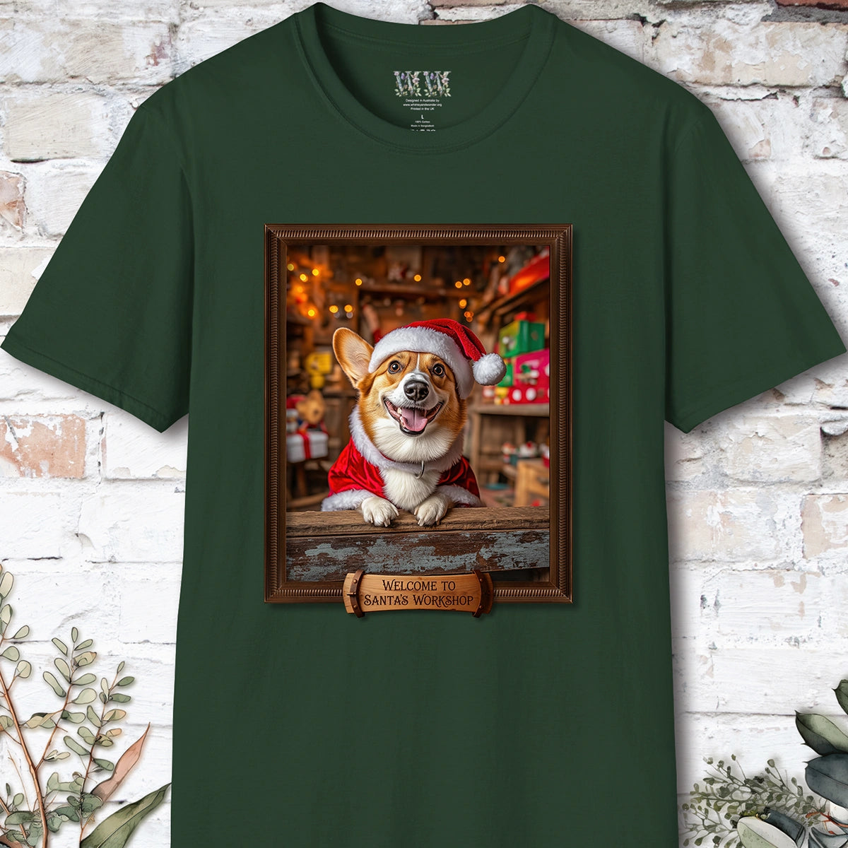 Corgi Santa's Workshop Unisex T shirt