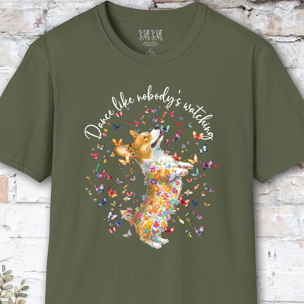 Corgi #2 "Dance like nobody's watching" unisex T shirt