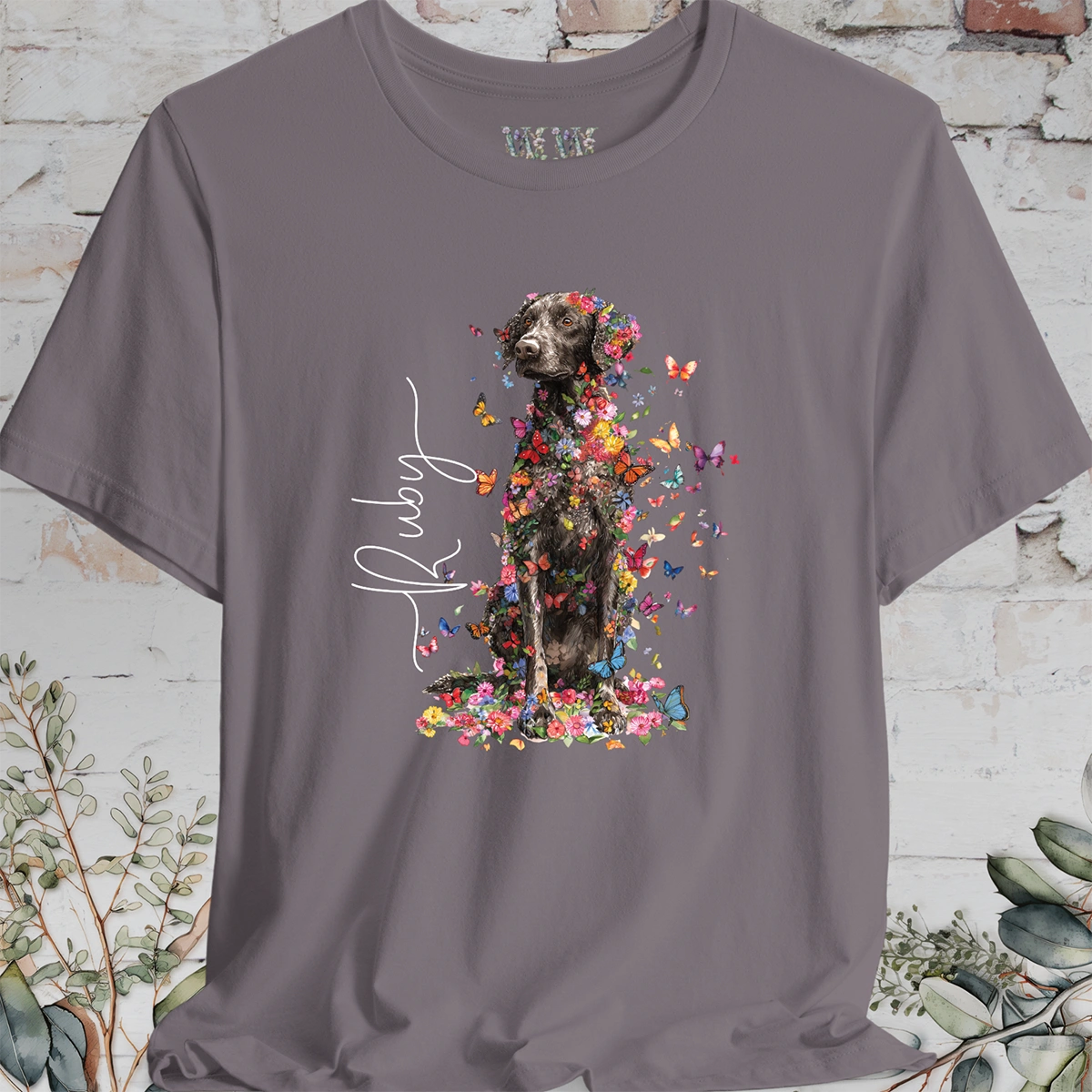 Curly Coated Retriever #2 Floral Personalized T shirt