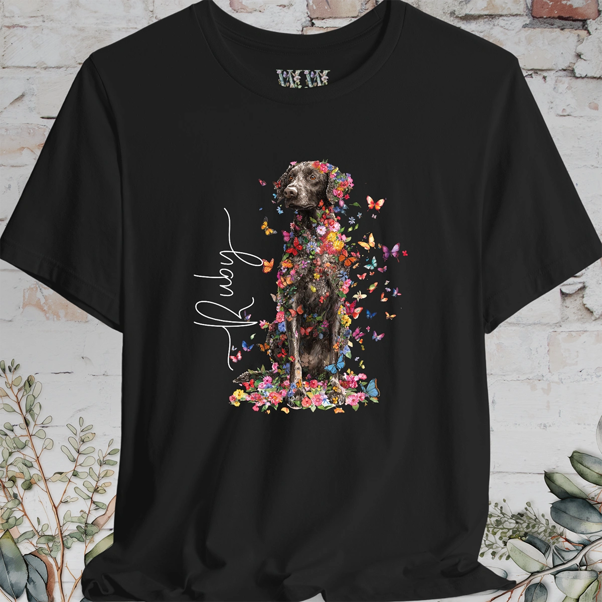 Curly Coated Retriever #2 Floral Personalized T shirt