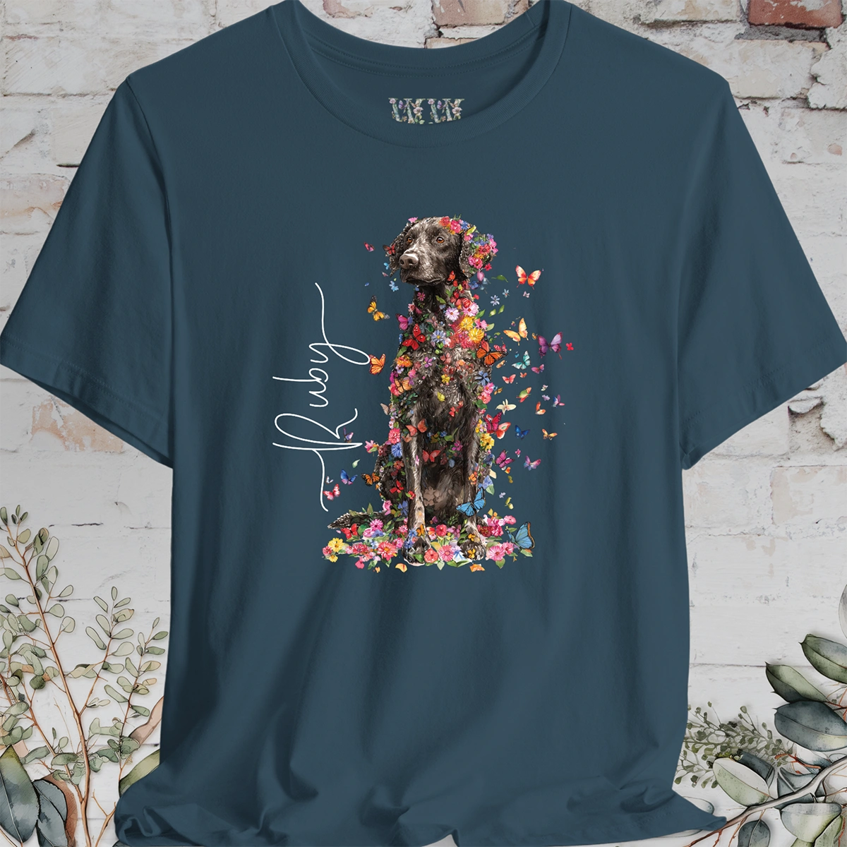 Curly Coated Retriever #2 Floral Personalized T shirt
