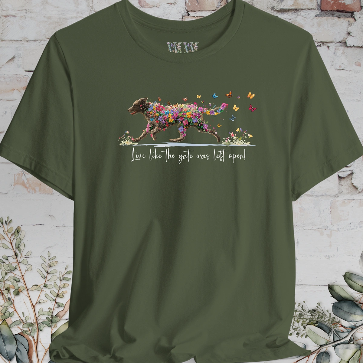 Curly Coated Retriever  "Live like the gate was left open" Unisex T shirt