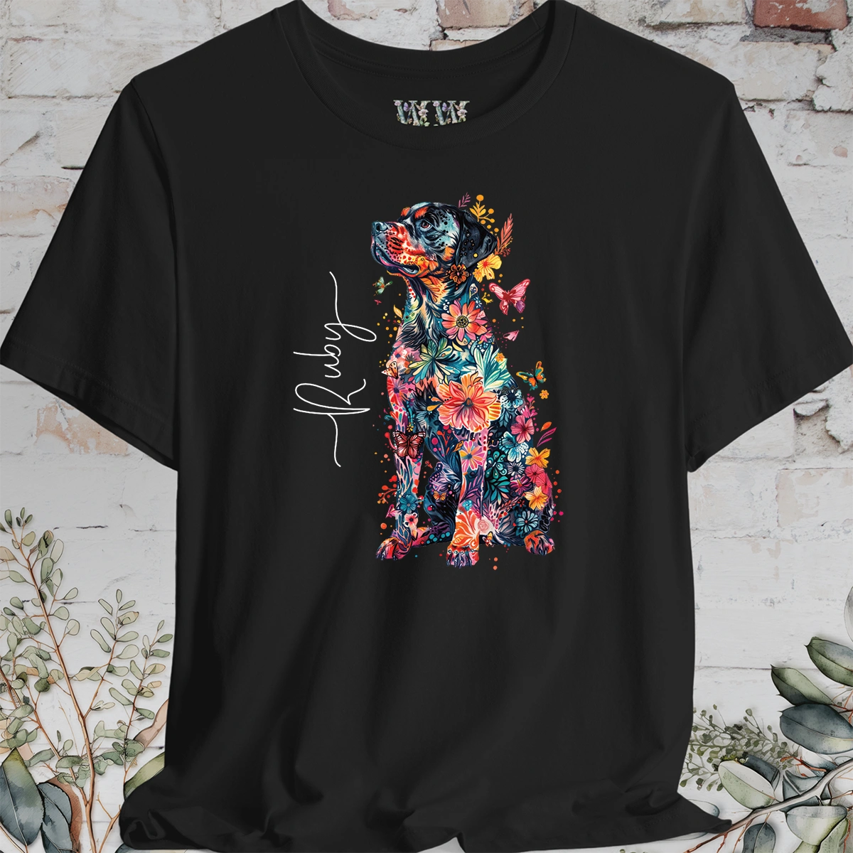 Doberman Pinscher #5 Floral Personalized T shirt