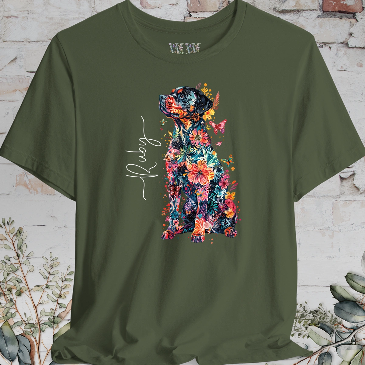 Doberman Pinscher #5 Floral Personalized T shirt