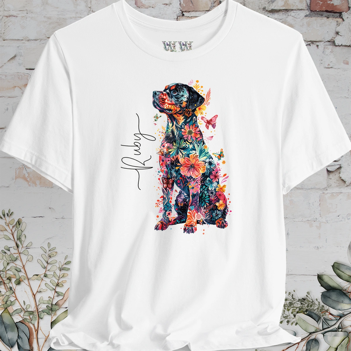 Doberman Pinscher #5 Floral Personalized T shirt