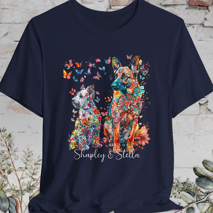 DUO floral personalised T Shirt. Choose two of our designs.