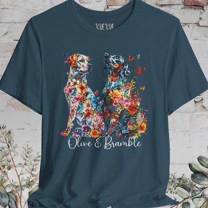 DUO floral personalised T Shirt. Choose two of our designs.