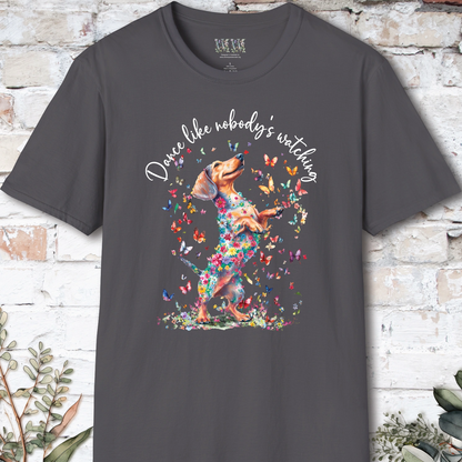 Dachshund #1 "Dance like nobody's watching" unisex T shirt