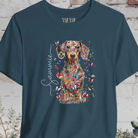 Dachshund #4, Floral Personalized T shirt