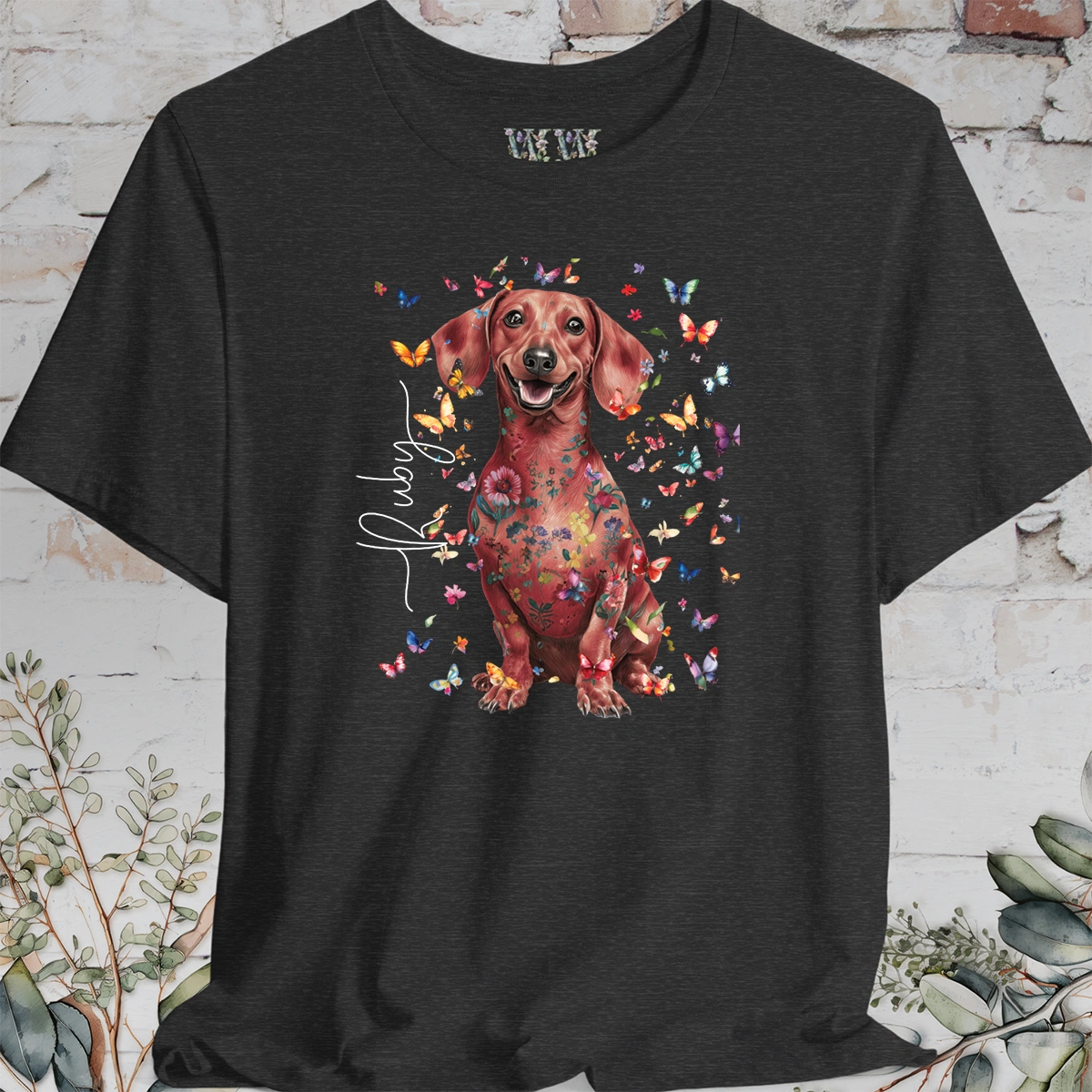 Dachshund #6 Floral Personalized T shirt