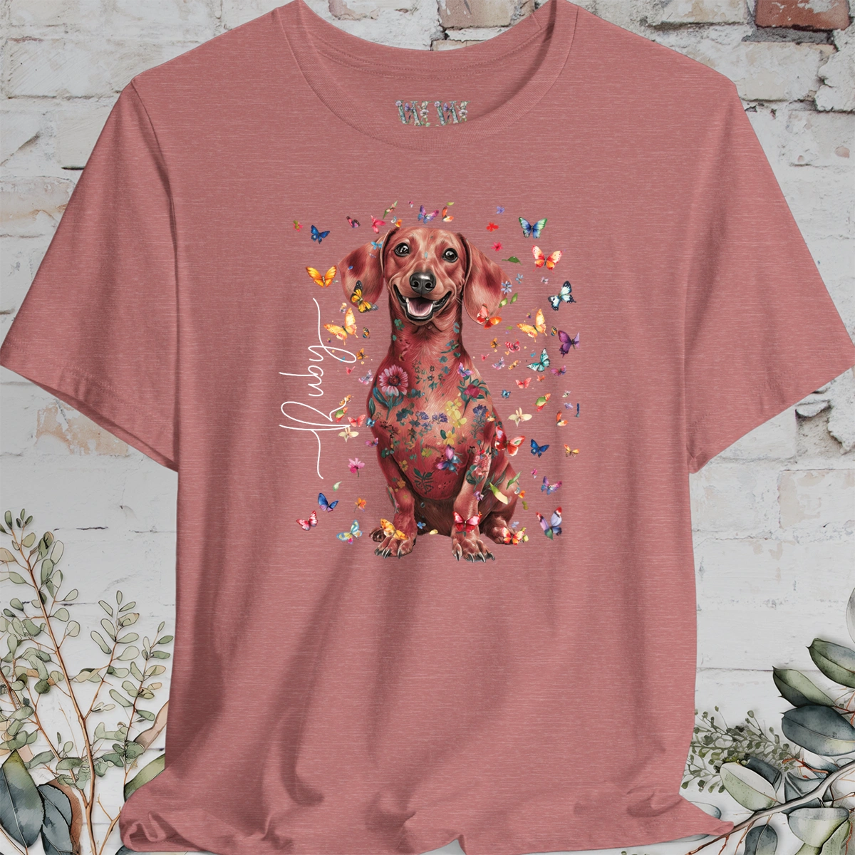 Dachshund #6 Floral Personalized T shirt