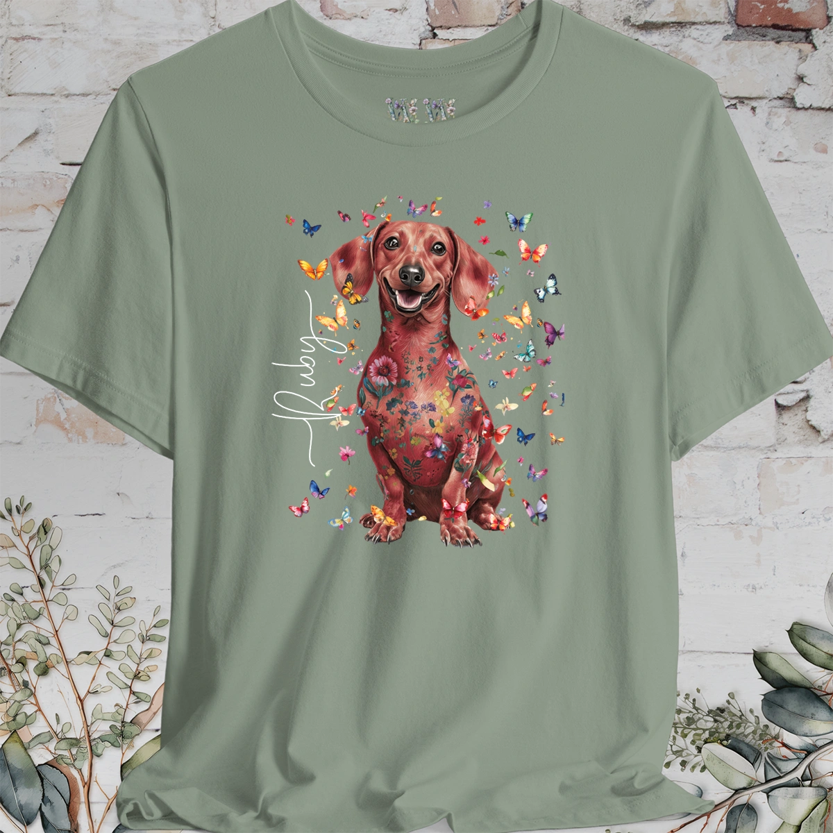 Dachshund #6 Floral Personalized T shirt