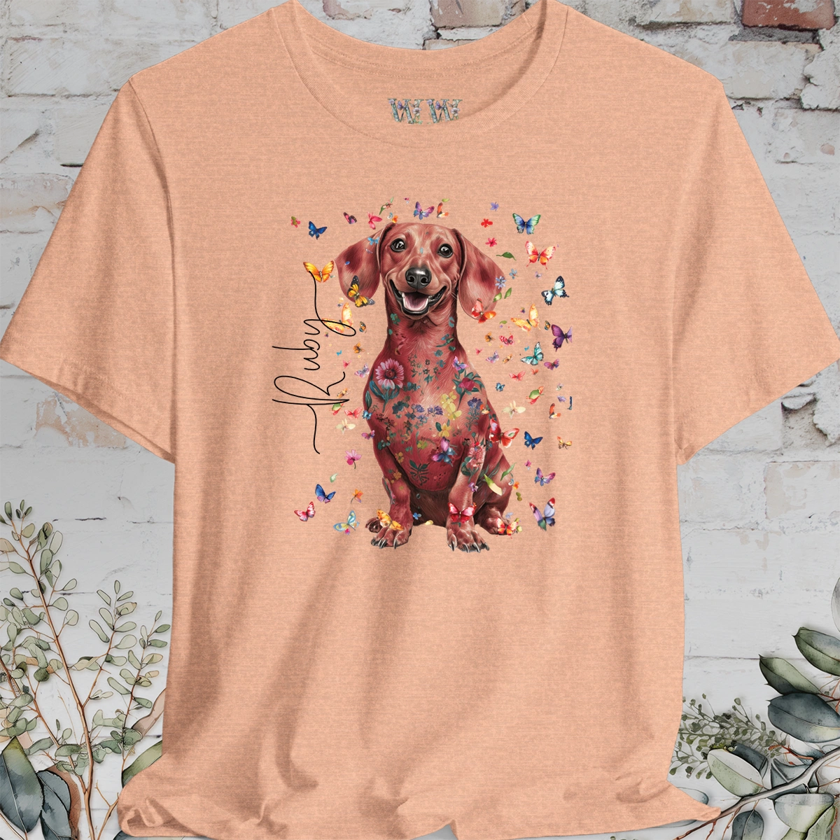 Dachshund #6 Floral Personalized T shirt