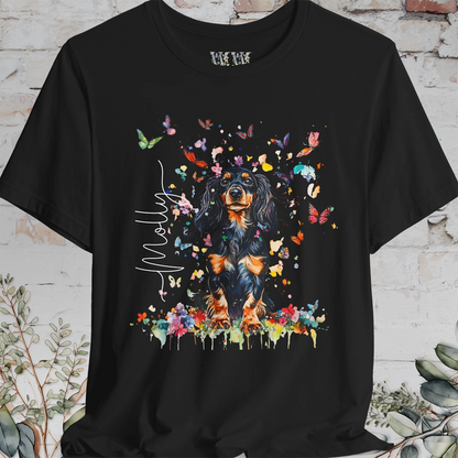 Dachshund - long hair #1 Floral Personalized T shirt