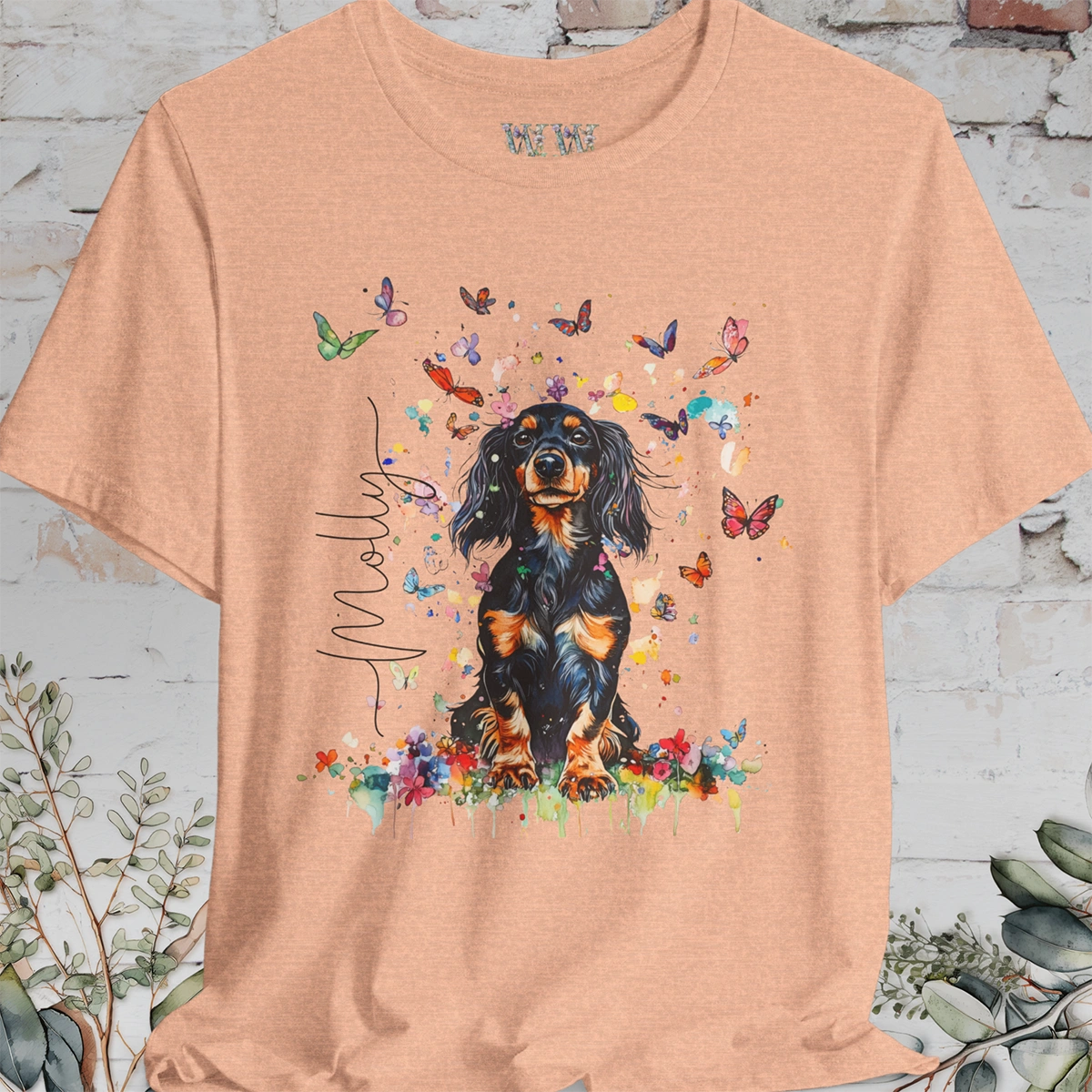 Dachshund - long hair #1 Floral Personalized T shirt
