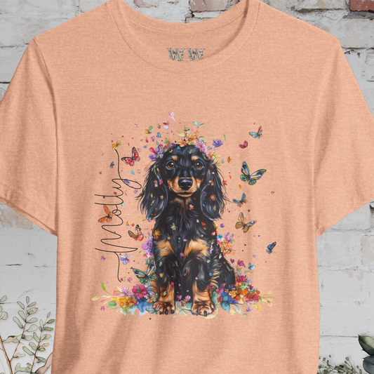 Dachshund - long hair #2 Floral Personalized T shirt