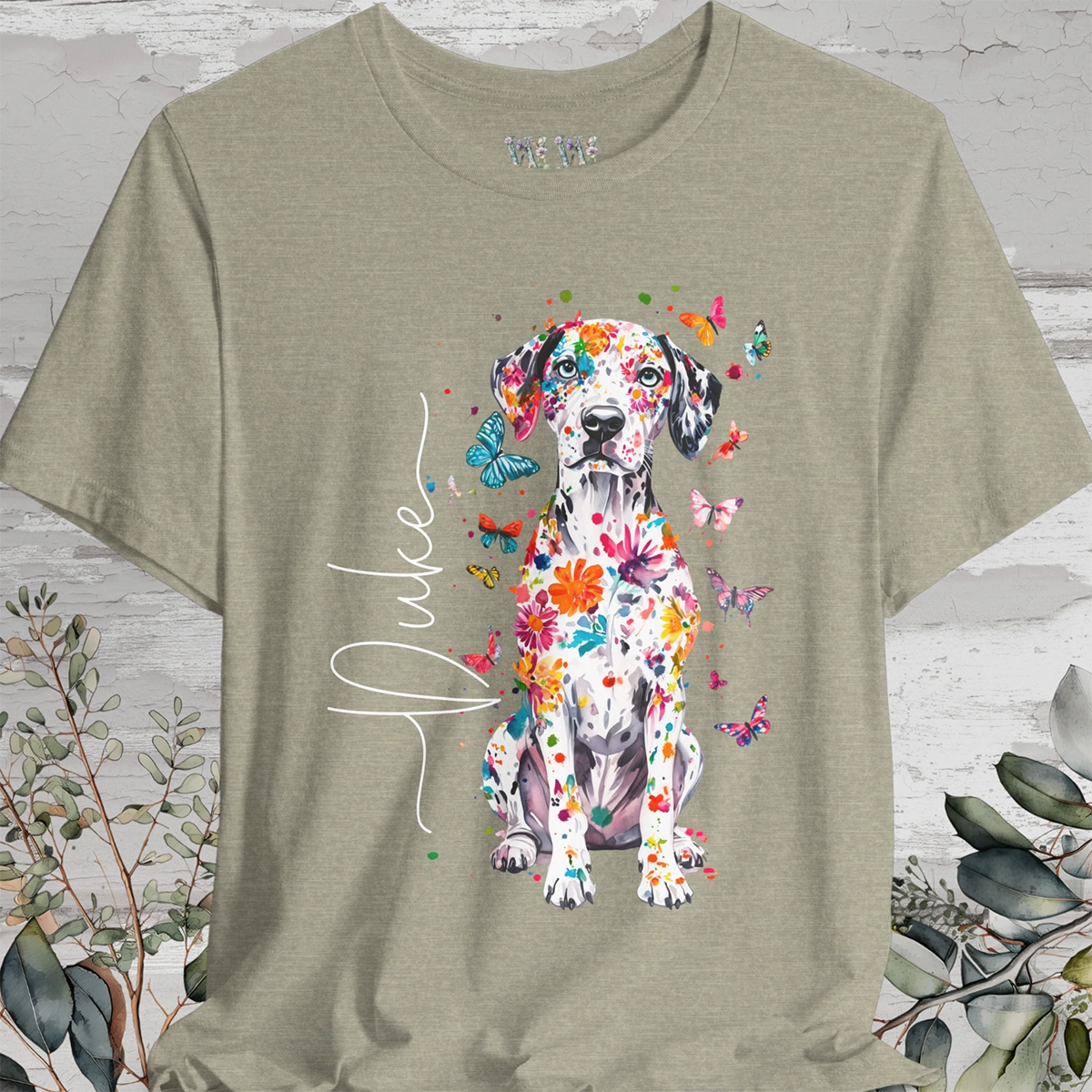 Dalmatian #2 Floral Personalized T shirt