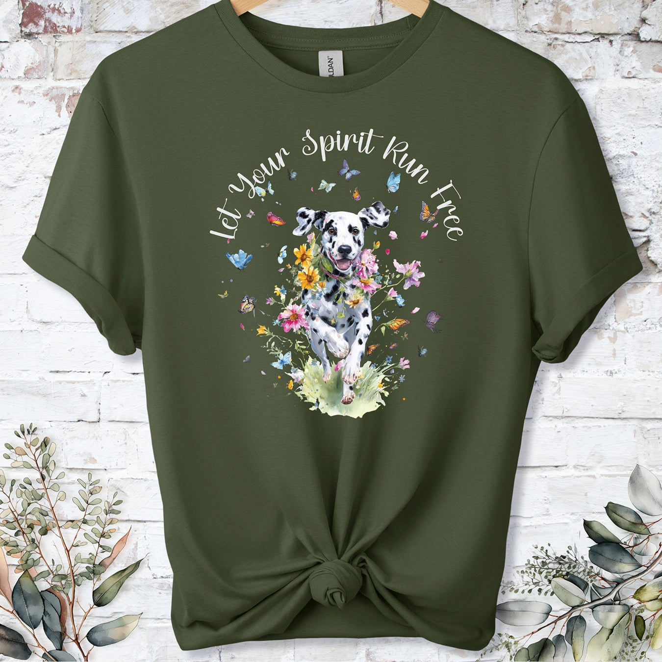 Dalmatian "Let your spirit run free" unisex T shirt