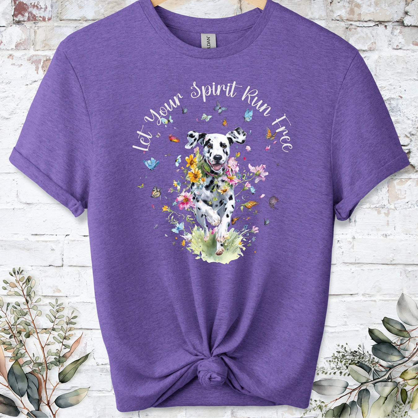 Dalmatian "Let your spirit run free" unisex T shirt