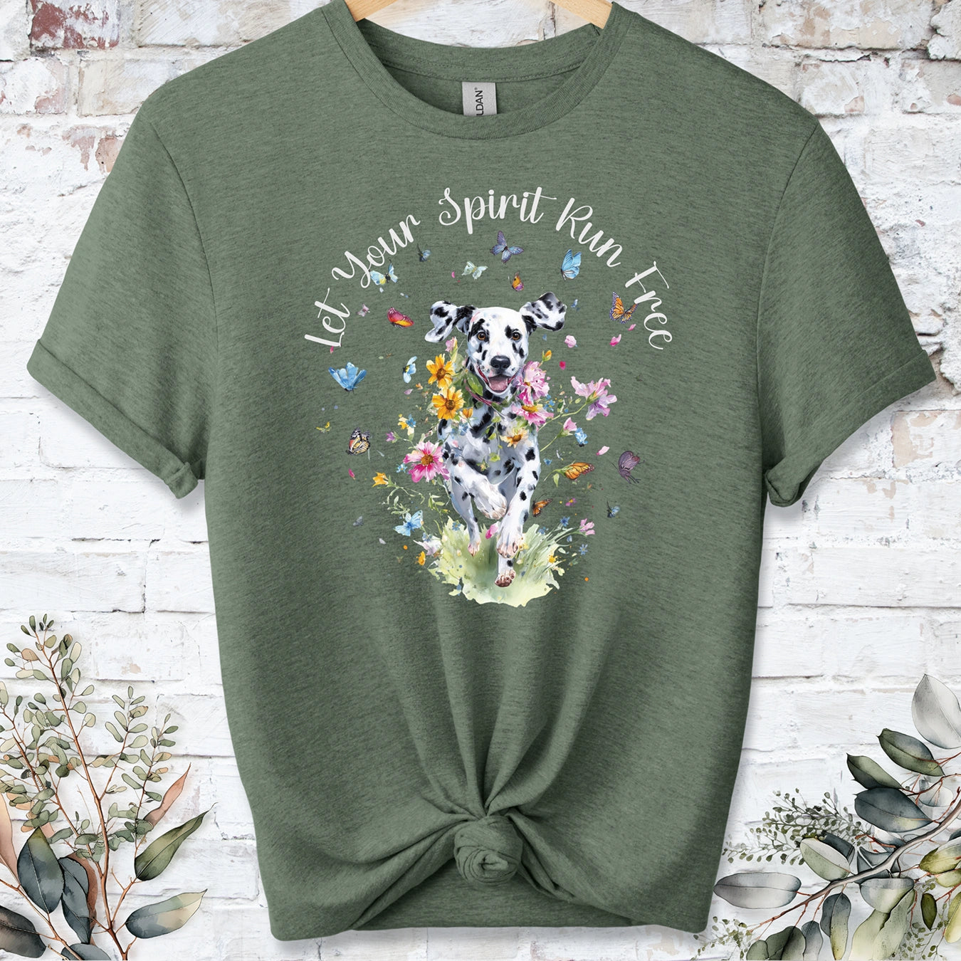 Dalmatian "Let your spirit run free" unisex T shirt