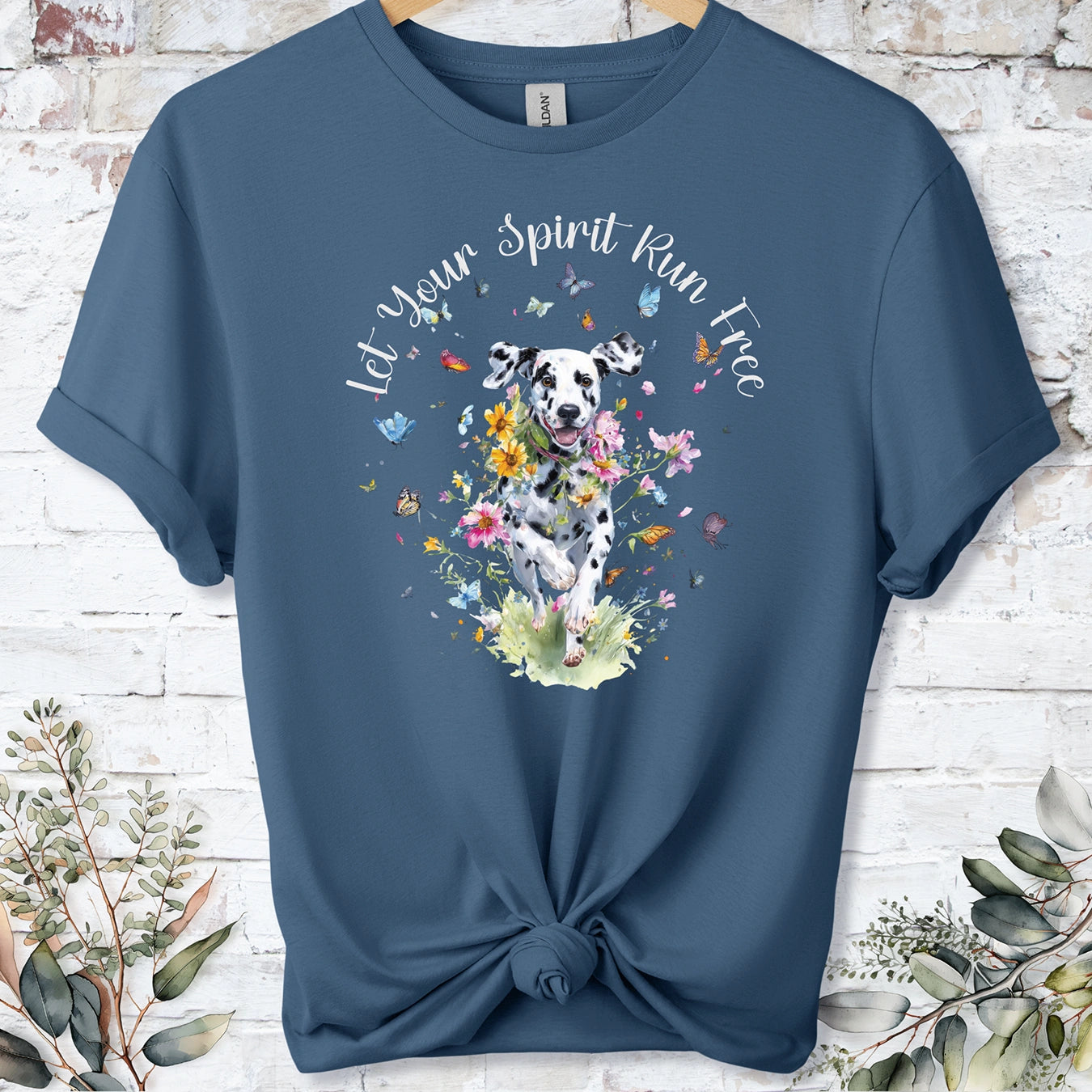 Dalmatian "Let your spirit run free" unisex T shirt