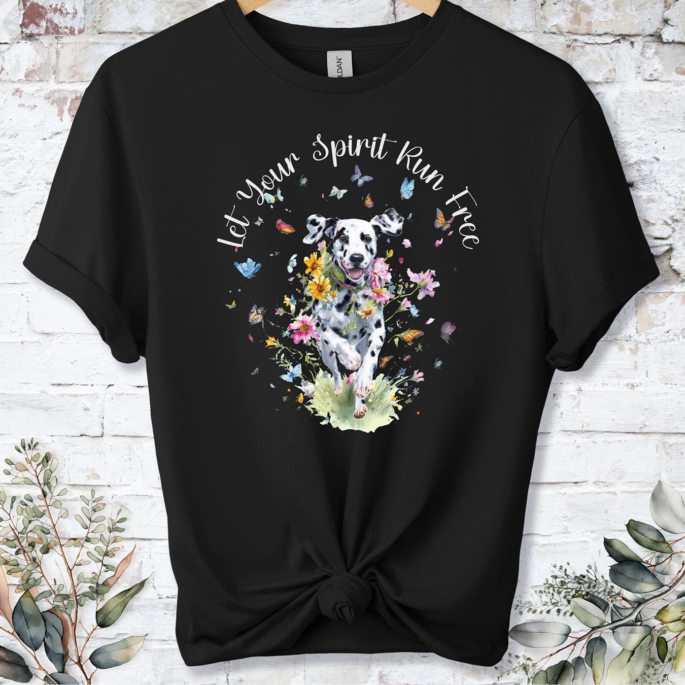 Dalmatian "Let your spirit run free" unisex T shirt