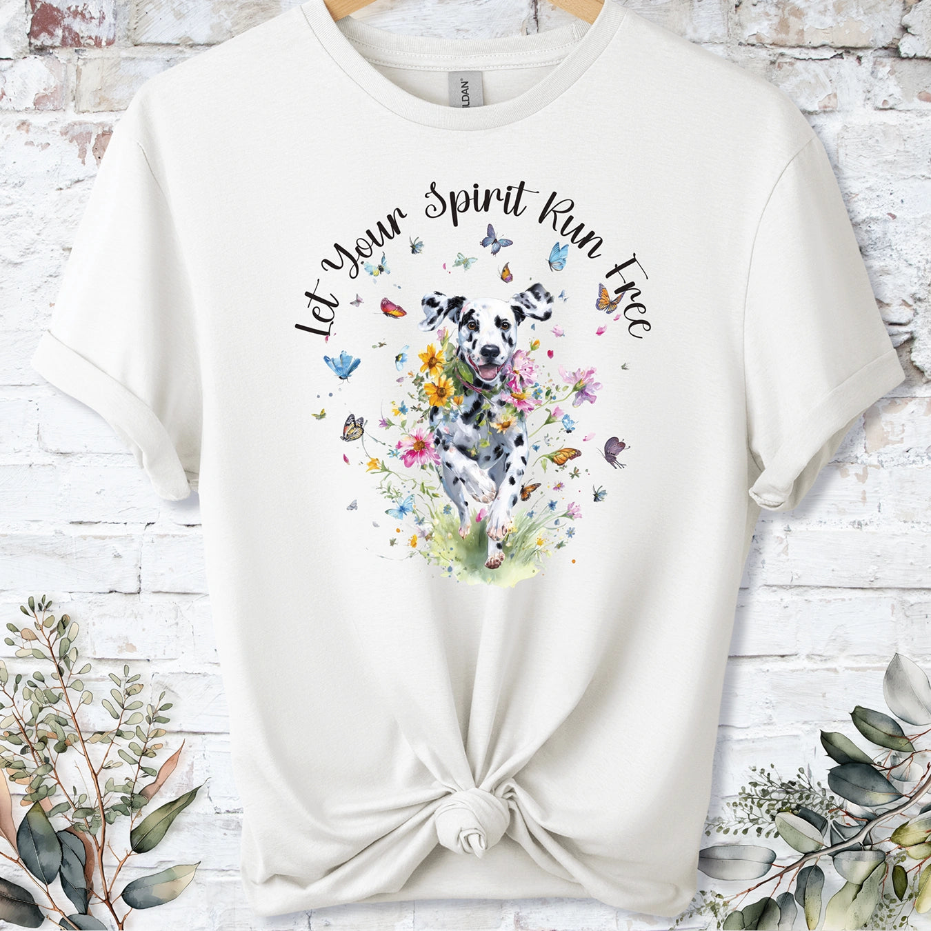 Dalmatian "Let your spirit run free" unisex T shirt