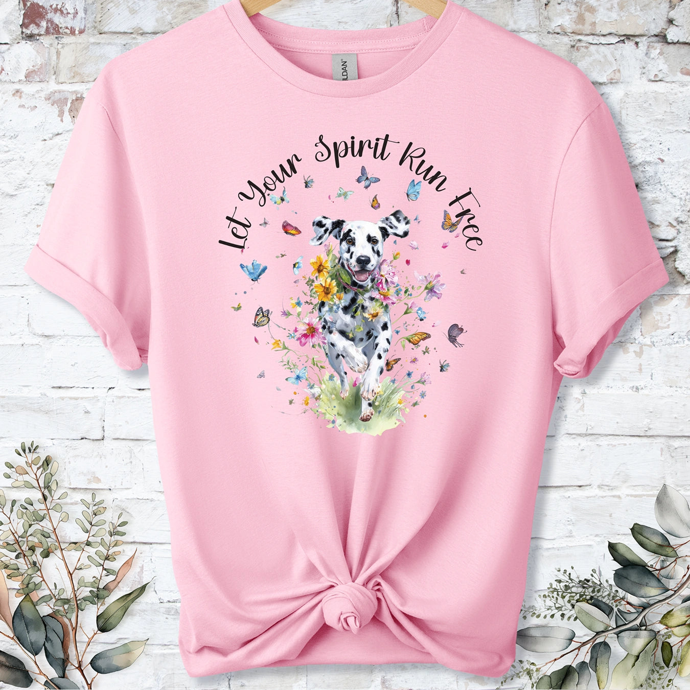 Dalmatian "Let your spirit run free" unisex T shirt