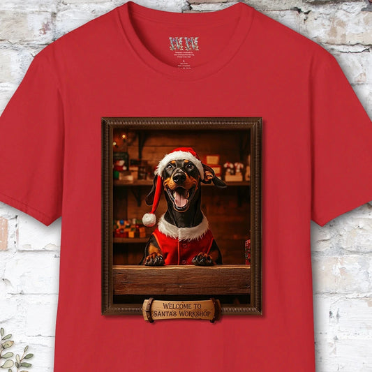 Doberman Pinscher Santa's Workshop Unisex T shirt
