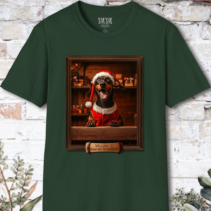Doberman Pinscher Santa's Workshop Unisex T shirt