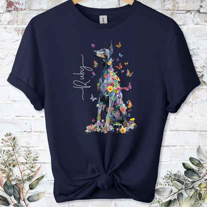 Doberman Pinscher #9 Floral Personalized T shirt