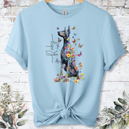 Doberman Pinscher #9 Floral Personalized T shirt