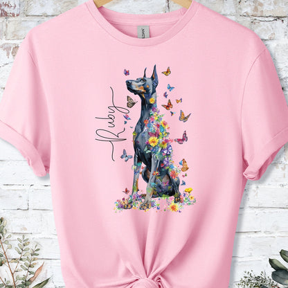 Doberman Pinscher #9 Floral Personalized T shirt