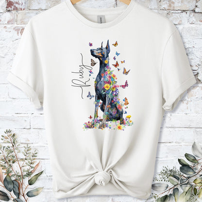 Doberman Pinscher #9 Floral Personalized T shirt