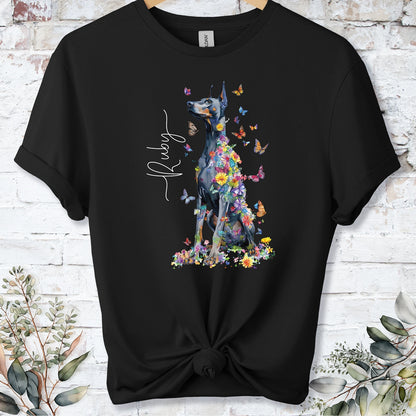 Doberman Pinscher #9 Floral Personalized T shirt