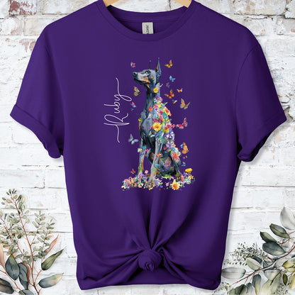 Doberman Pinscher #9 Floral Personalized T shirt