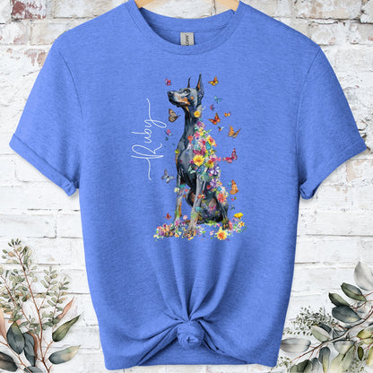 Doberman Pinscher #9 Floral Personalized T shirt
