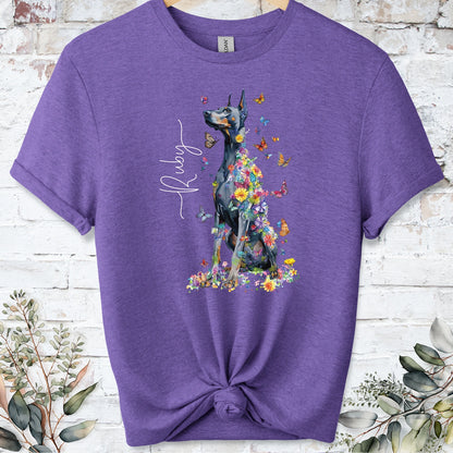 Doberman Pinscher #9 Floral Personalized T shirt
