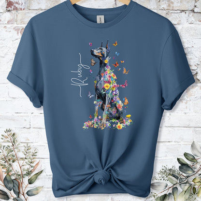 Doberman Pinscher #9 Floral Personalized T shirt