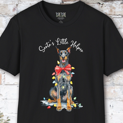 Doberman Pinscher #1 (Crop ears) Santa's little helper. unisex T shirt