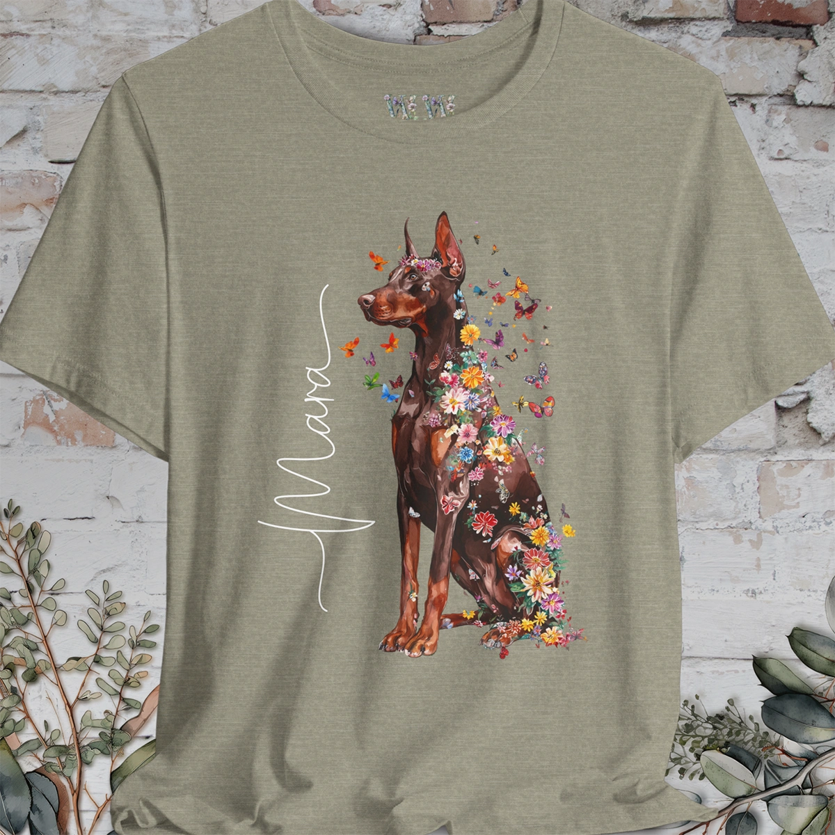 Doberman Pinscher #3 Floral Personalized T shirt