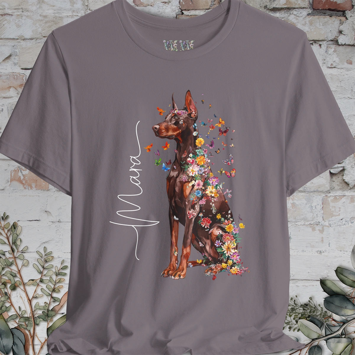 Doberman Pinscher #3 Floral Personalized T shirt