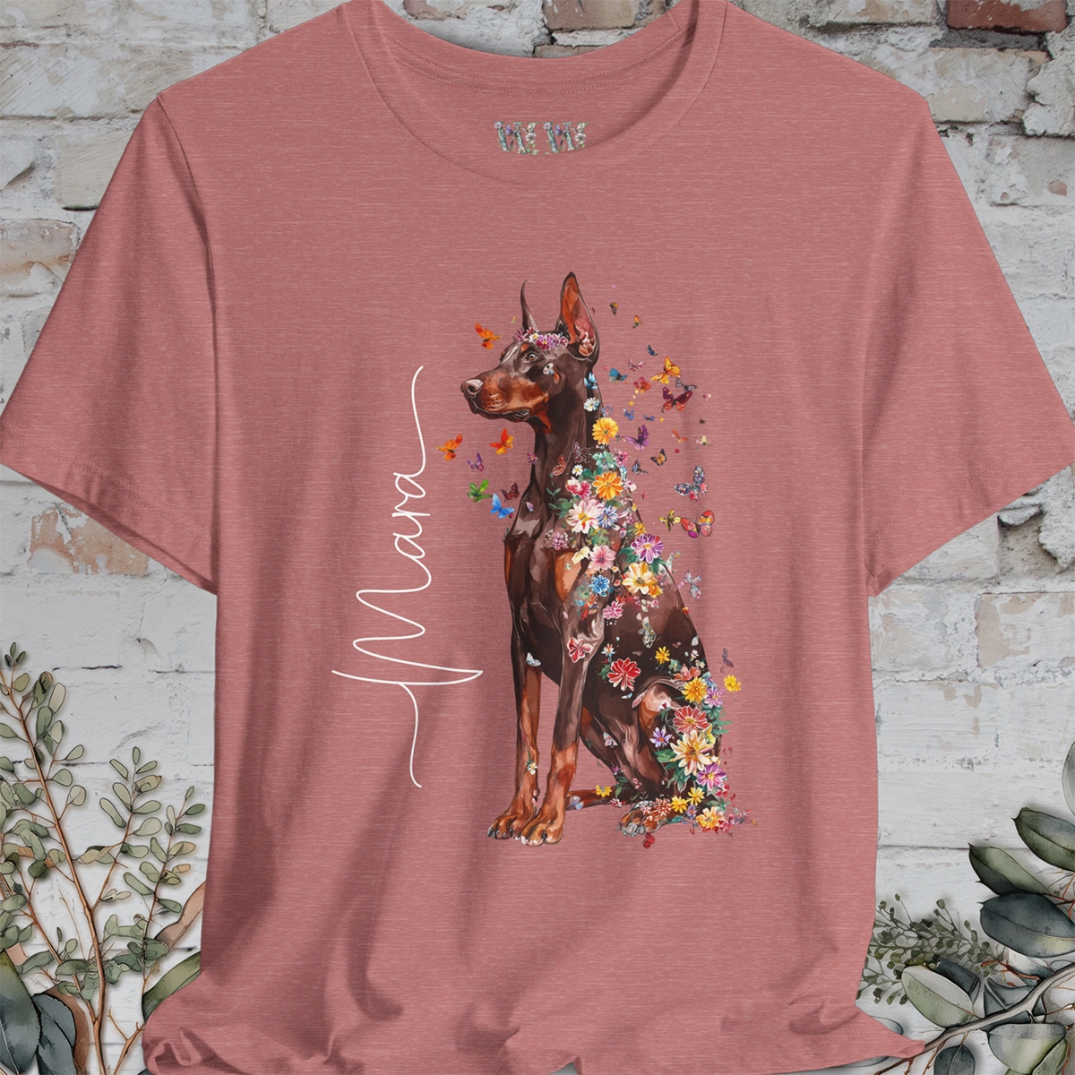 Doberman Pinscher #3 Floral Personalized T shirt