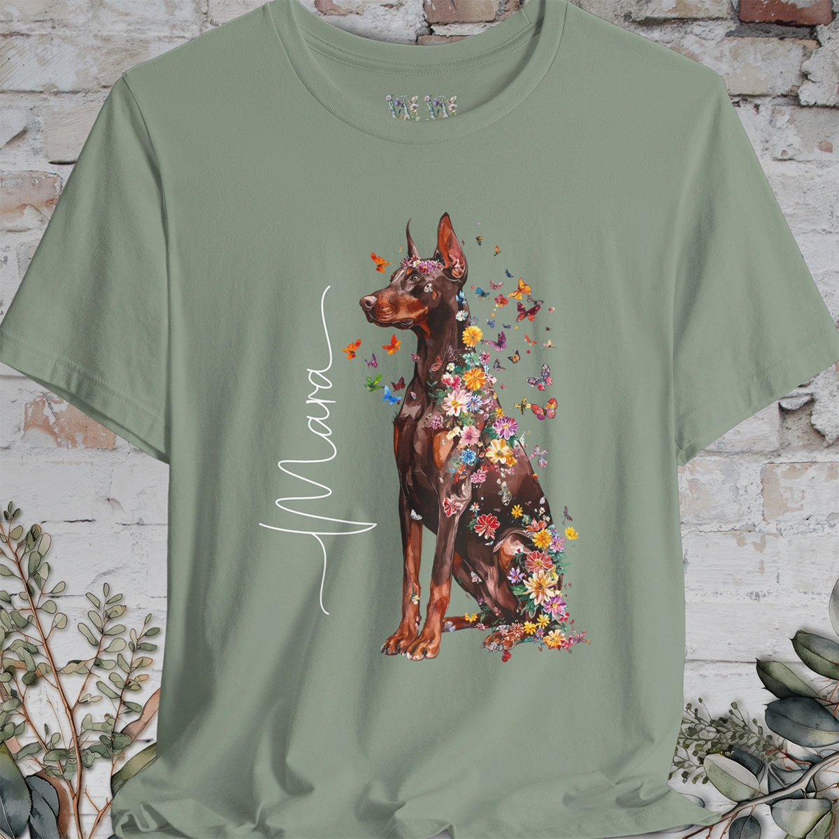 Doberman Pinscher #3 Floral Personalized T shirt