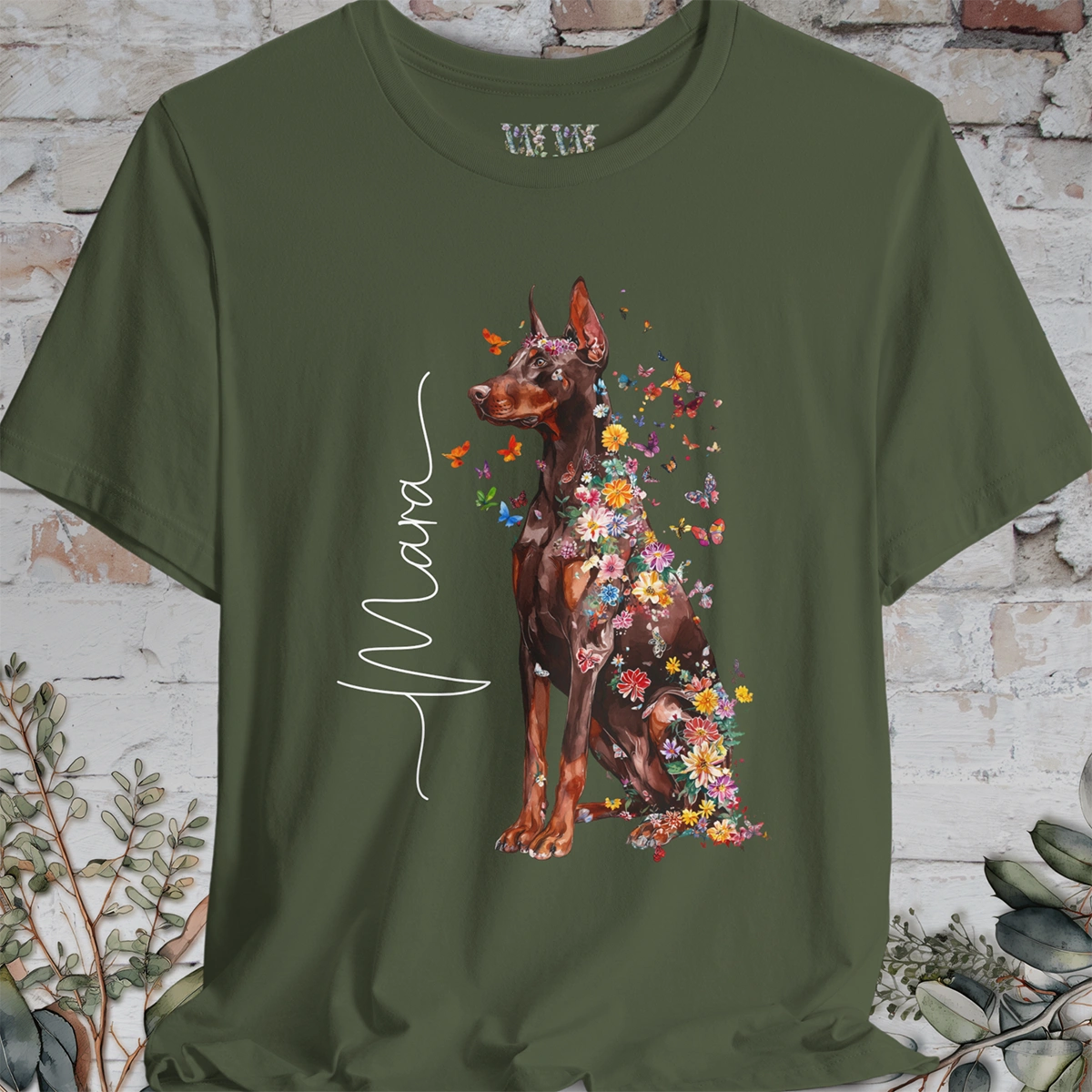 Doberman Pinscher #3 Floral Personalized T shirt